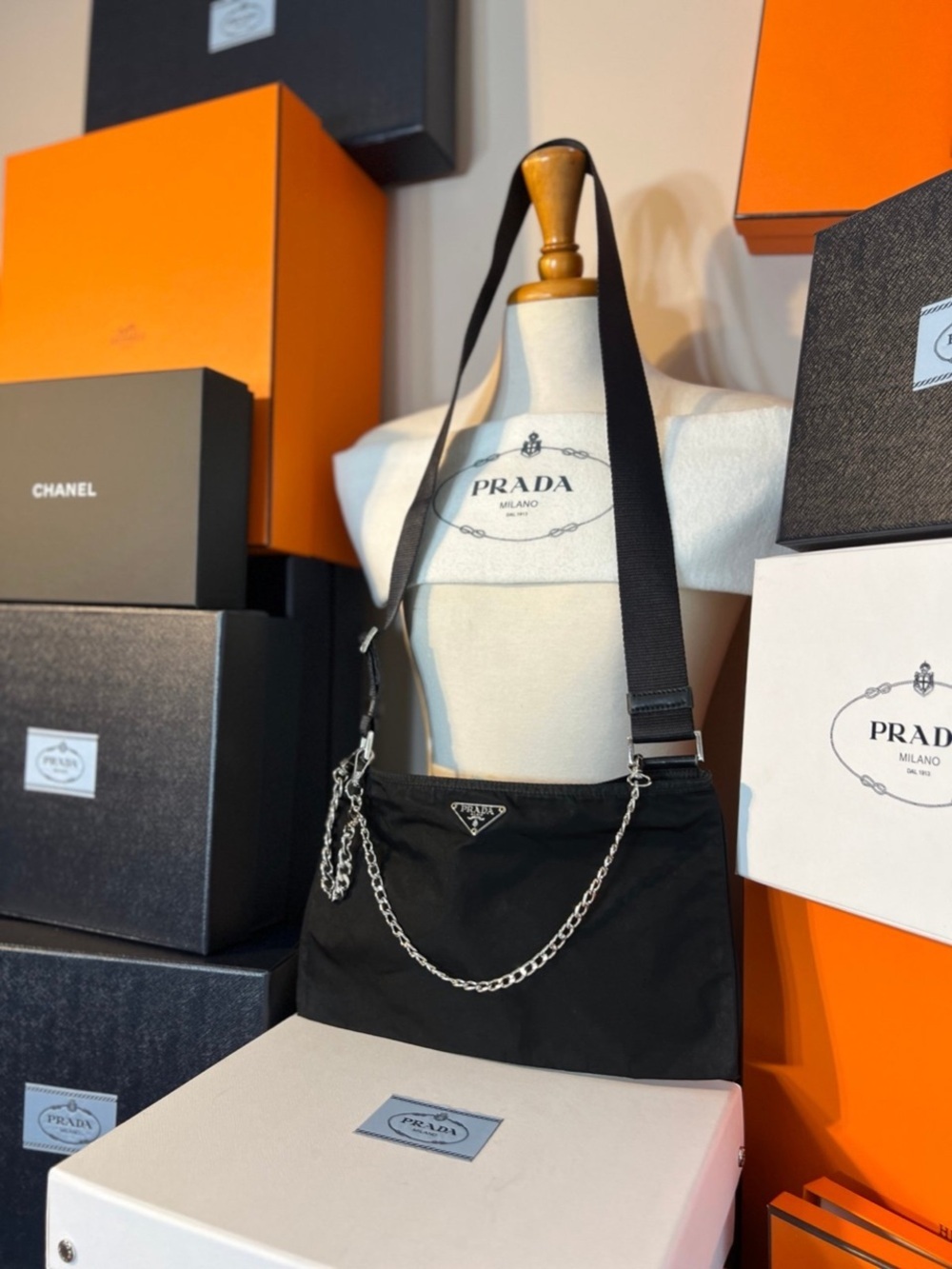 Prada⭐️Black Nylon Crossbody with added Silver Chain! Offers always welcome! - Picture 13 of 13